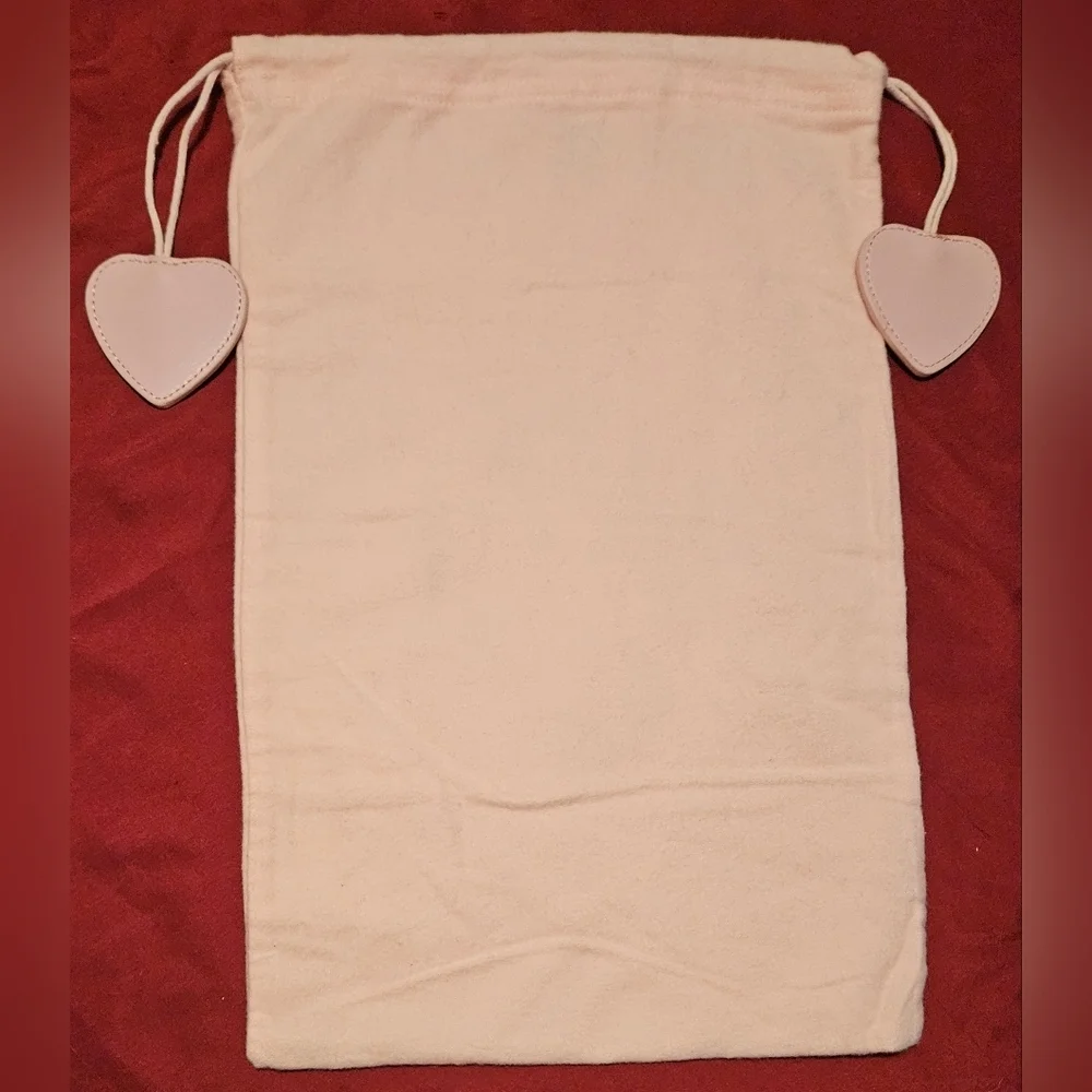 JUICY COUTURE Large Light Pink Dust Bag Cover Pouch Heart Charm Drawstring Logo - Picture 4 of 12